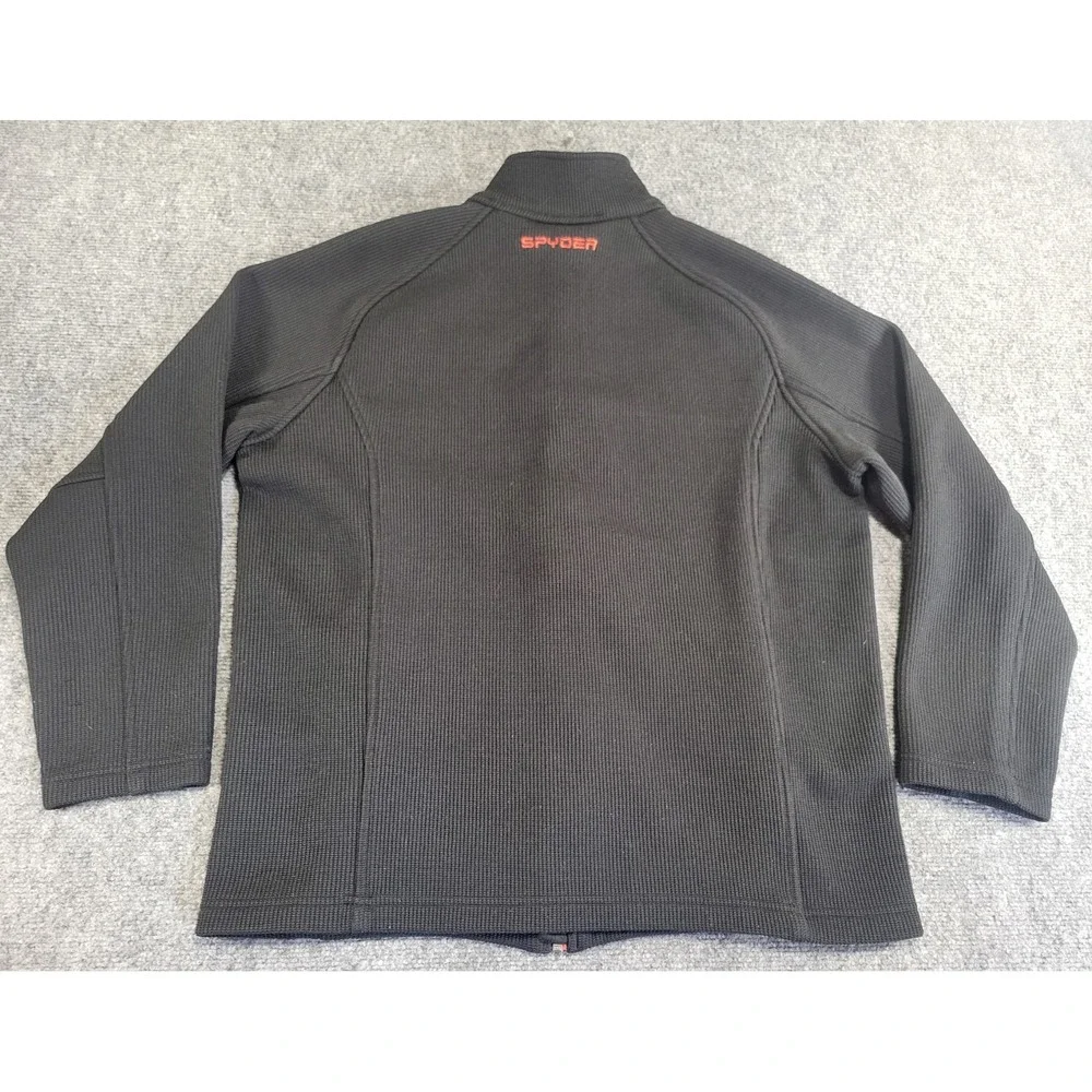 Spyder Men's XL Full Zip Long Sleeve Waffle Knit Athletic Sweater Black W/Red